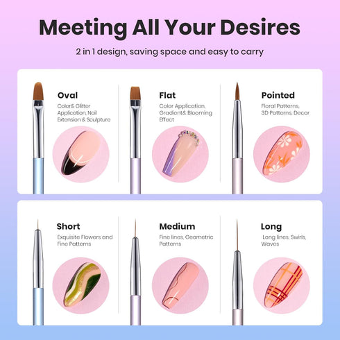 Beetles 3 Pcs Gel Nail Art Brushes Set Gel Polish Design Pen Painting Tools with Liner Brushes Petal Painting Brush and Oval Brush DIY at Home Man...