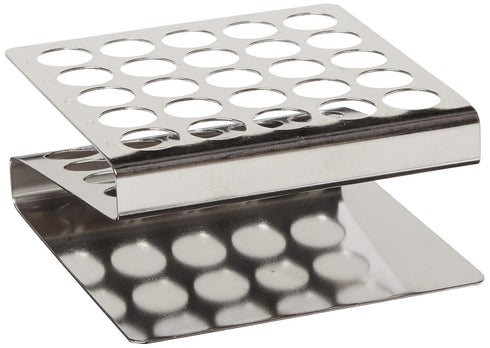 Globe Scientific 457200 Stainless Steel "Z" Shape Tube Rack, 16/17mm Tubes, 25-Place...