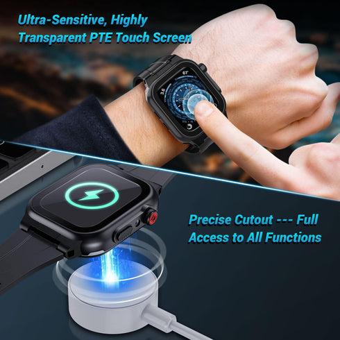 for Apple Watch 41mm Built-in Screen Protector Case, IP68 Waterproof Full Body Rugged Case with Band for iWatch 8/7/6/5/4/3/2/SE/SE2 41mm...