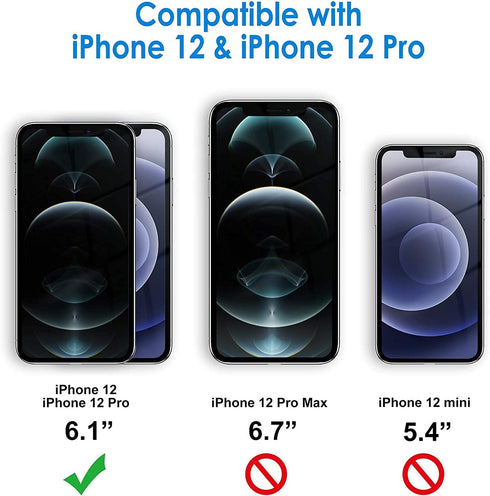 NGB Supremacy Compatible with iPhone 12/12 Pro Case with Tempered Glass Screen Protector, Ring Holder/Wrist Strap, Girls Women Liquid Bling Sparkl...