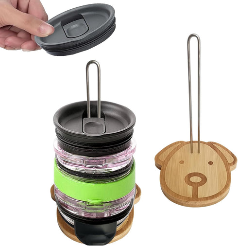 2 Packs Revolutionary Tumbler Lid Organizer, Detachable Bamboo Cup Lid Organizer, Vertical Storage for 10 Lids and More, Keep Kitchen Cabinets Clu...