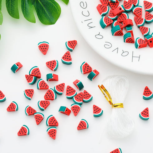 100pcs Watermelon Polymer Clay 10mm Spacer Beads for Women Jewelry Making DIY Bracelet Necklace Earring Kit (Watermelon)...
