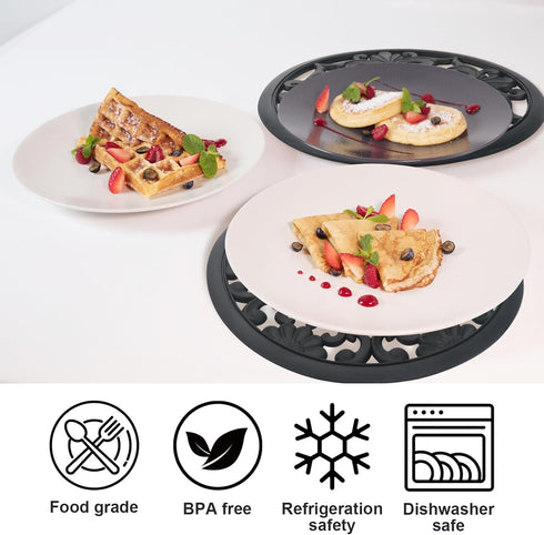 Set of 3 Silicone Trivet Mat Thick Round Trivet Set Non Slip Heat Resistant Modern Carved Trivet Kitchen Decor and Accessories for Hot Dishes, Pot...