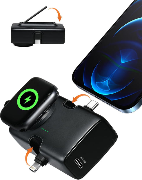 Portable Power Bank for iPhone, Samsung, Apple Watch, Mini 5000mAh 20W PD Fast Charging Travel Camp Wireless Battery Charger with USB C Connector,...