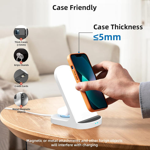 2 in 1 Charging Station for multi Devices, Wireless Charger Station for iPhone 15 14 13 12 Pro/Pro Max/Plus/Mini and Sumsung Pixel android wireles...