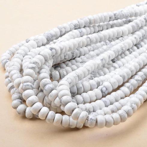 ICAI Beads 5x8mm Natural Rondelle Spacer Loose Beads for Jewelry Making DIY Crafts Design 1 Strand 15" APPR (Howlite)...