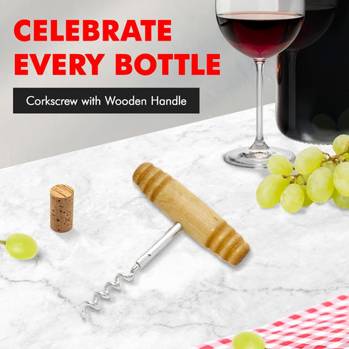 Chef Craft Select Corkscrew with Wooden Handle, 4 inch, Natural...