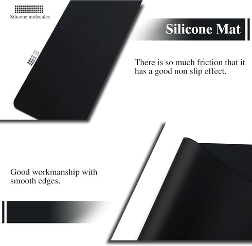 Silicone Mats, YACEYACE 2Pcs 15.7"x 11.8"x 0.03" Black Silicone Placemats, Silicone Table Mat, Silicone Mats for Kitchen Counter, Baking, Jewelry...