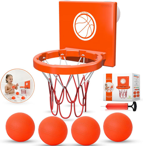 Bath Toys - Bathtub Basketball Hoop for Kids, Toddlers - Mold Free Bath Toys with 3 Strong Suction Cups and 4 Soft and No Hole Balls - Fun Toddler...
