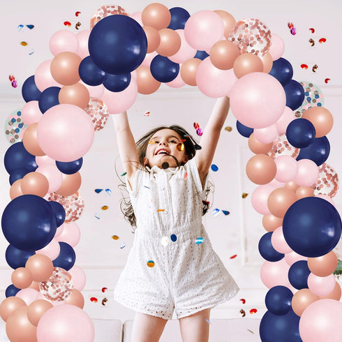 148pcs Navy Blue Pink Rose Gold Balloon Arch, Navy Gender Reveal Balloon Garland for Bachelorette Shower Wedding Graduation Birthday Party Decorat...