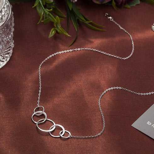 AnotherKiss 50th Birthday Gifts for Women, Sterling Silver 5 Circle Necklace for Her, 5 Rings for 5 Decades Jewelry Gift Ideas...