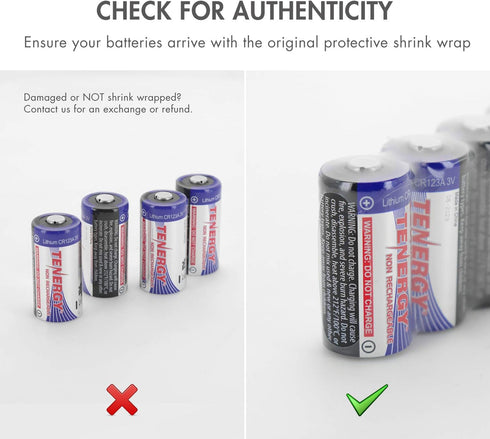 Tenergy 3V CR123A Lithium Battery, High Performance 1500mAh CR123A Cell Batteries PTC Protected for Cameras, Flashlight Replacement CR123A Batteri...
