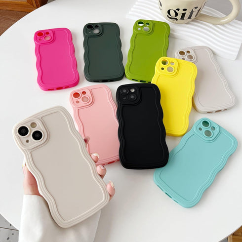 Caseative for iPhone 14 Case, Solid Color Curly Wave Frame Soft Compatible with iPhone Case (White,iPhone 14)...