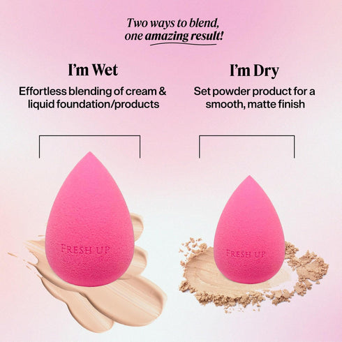 Fresh up™ | The Original Pink Beauty Blender Makeup Sponge, Super-Soft Foam Easily Blends Foundations, Powders, Blush Creams, Reusable, Washable, ...