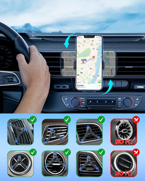 Wireless Car Charger, 15W Fast Charging Phone Holder Car Charger Air Vent Car Mount for iPhone 14 13 12 Mini Pro Max 11 XR XS X, Samsung Galaxy S2...