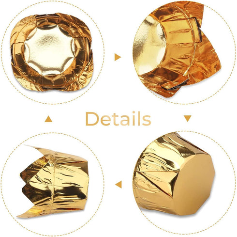 EUSOAR Disposable Baking Cups, 3.5 Ounce 100pcs Gold Tulip Cupcake Muffin Liners, Aluminum Foil Tulip Style Cupcake Cups, Foil Cups, Aluminum Cupc...