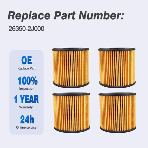 26350-2J000 Engine Oil Filter Fit for 2021-2024 Hyundai Elantra 2.0L 2020-2024 Sonata 2.0L Hybrid (4PCS)...