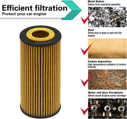 Oil Filter Fits Audi A3 A4 A5 A6 Q3 Q5 Q7 S3 Quattro Allroad Sportback TT Quattro Fits Volkswagen Arteon Atlas Beetle Golf Alltrack R Sportwagen G...