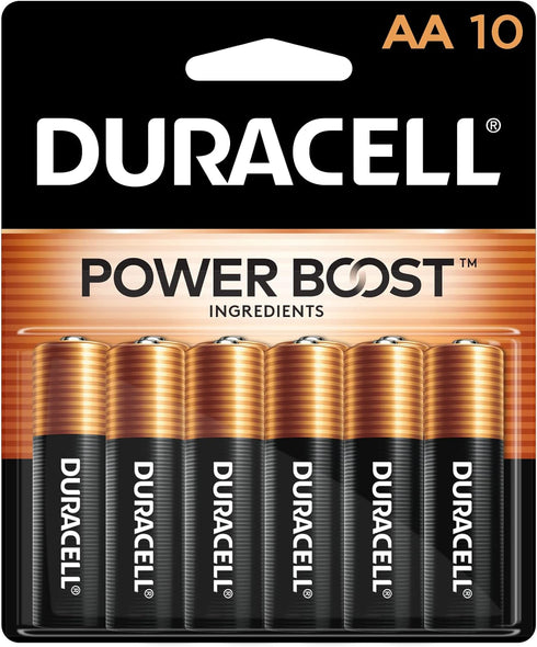Duracell Coppertop AA Batteries with Power Boost Ingredients, 10 Count Pack Double A Battery with Long-lasting Power, Alkaline AA Battery for Hous...