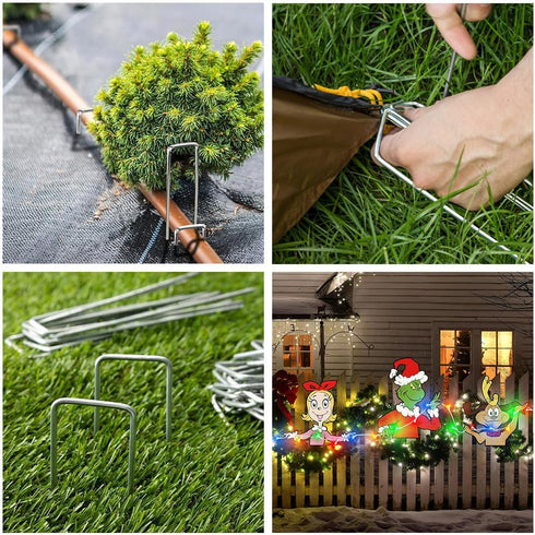 20 Pack Landscape Staples 6 Inch Galvanized Lawn Pins Staples Garden Stakes Plant Cover Stakes 11 Gauge Tent Stakes Landscaping Fabric SOD Yard Pi...