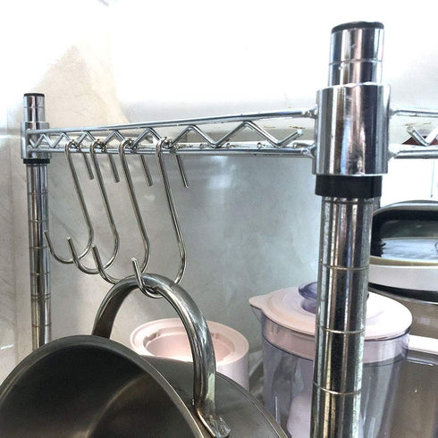 LQJ Pro Large S Hooks Anti-Rust Hang Iron Cast Pots and Pans from Wire Rack Shelf Narrow End Don't Come Off 7 Pack 3.7" Length Solid Metal Hang To...