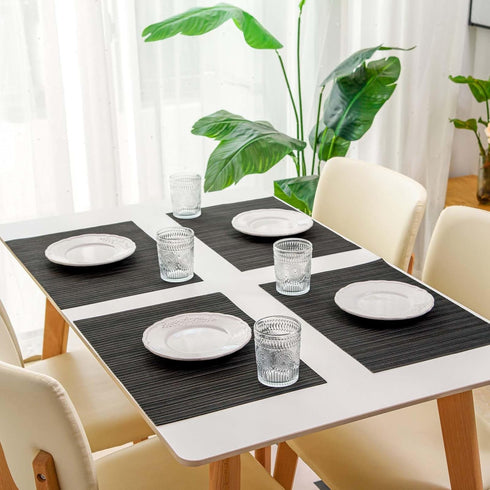 FunWheat Placemats Set of 4 Vinyl Washable Place Mats for Dining Table Mats Easy to Clean(Black,4pcs)...
