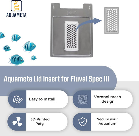 Aquarium Lid Insert Securely Fits Fluval Spec 3 - Aquarium Cover Allows Light Through Voronoi Mesh Design, Fish Tank Lid 3D-Printed PETG, Perfect ...