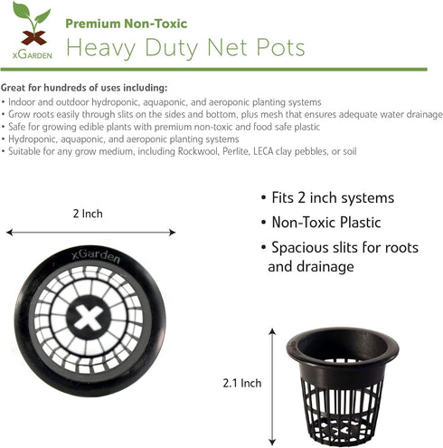 xGarden - Heavy Duty Net Pots - Wide Lip & Slotted Sides - for Hydroponics & Aquaponics - UV Resistant & BPA Free Plastic - Indoor or Outdoor Grow...