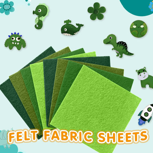 Hlonon 40Pcs Green Felt Fabric Sheets, 4 x 4 Inch Pre-Cut Felt Sheet for DIY Crafts Sewing Patchwork Art Projects, 4 Colors...