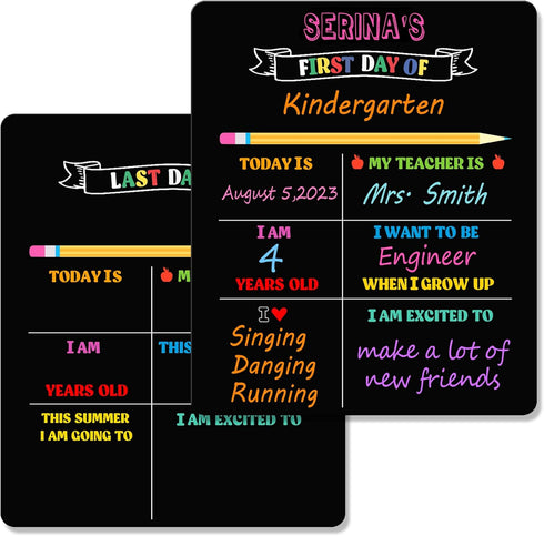 First and Last Day of School Board Double Sided Back to School Sign First Day of School Chalkboard for Kids Boys Girls 1st Day of Preschool Pre-K ...