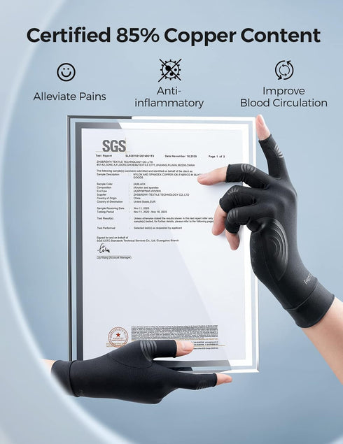 FREETOO Copper Arthritis Gloves for Carpal Tunnel Pain Relief, Strengthen Gloves to Alleviate Hand Pains,Swelling, Fingerless Computer Typing Glov...