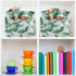 xigua Green Leaves Storage Basket Collapsible Toy Storage Bins Waterproof Canvas Storage Basket with Leather Handles for Home Closets Offices,Bedr...