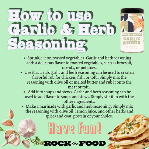 Rock the Food | Garlic & Herb Seasoning Rub Shaker | Shake & Serve!...