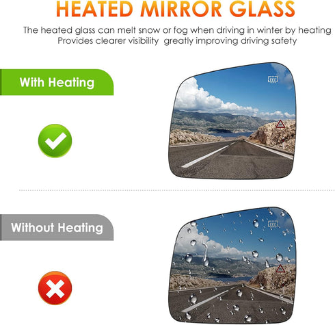 Left Driver Side Mirror Glass Replacement Compatible with 2011 2012 2013 2014 2015 2016 2017 2018 Jeep Grand Cherokee Rear View Side Heated Mirror...