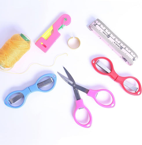 3 Pcs Folding Scissors,Portable Mini Travel Trip Scissors,Safety Foldable Small Scissors,Crafting Scissors,Stainless Steel Telescopic Cutter Used ...