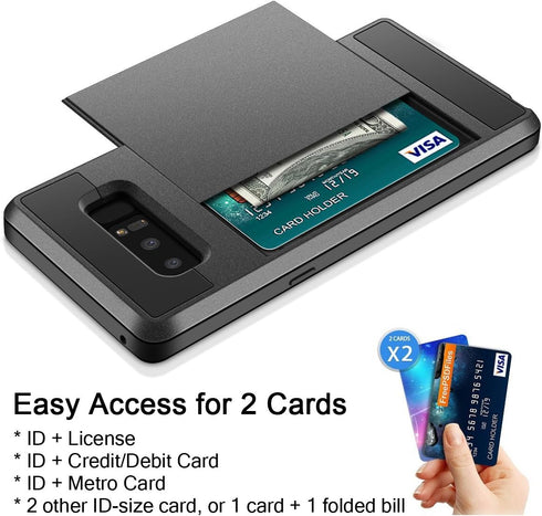 Vofolen Upgraded Case for Galaxy Note 8 Case Wallet Card Holder Slot Dual Layer Hybrid Cover Shockproof Anti-Scratch Protective Hard Shell Tough B...