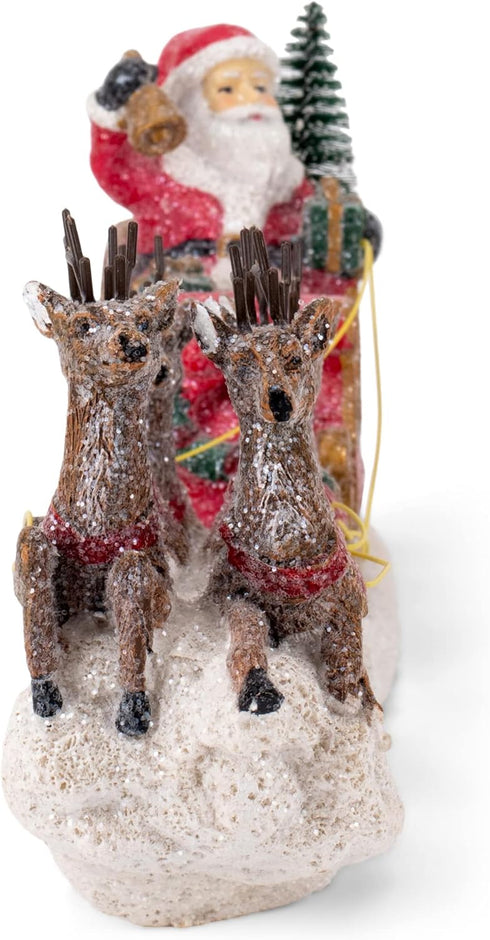 Transpac Y3954 Imports Reindeer Santa Sleigh Figurine, 14.5-inch Length, Resin, Multicolor...