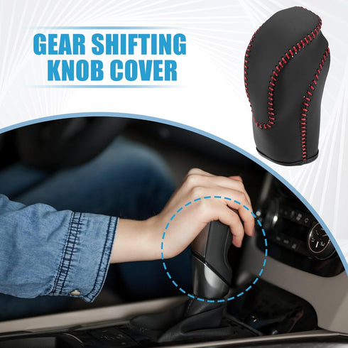 Gear Shift Lever Cover Automotive Interior Gear Shift Knob Trim for Subaru Crosstrek 2018-2023 Black Red Stitches...