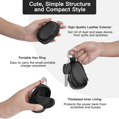 Travel Case Compatible with Anker 621 Nano Power Bank 5,000mAh Portable Charger, Small Leather Storage Case for iWALK Mini Portable Charger Ultra-...