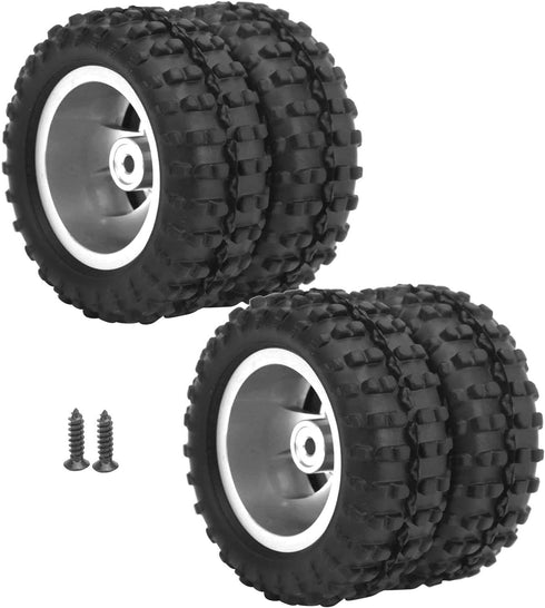 2pcs RC Car Rear Tires, Durable 52mm Aluminum Alloy Rear Tire RC Upgrade Parts for WPL D12 1/10 RC Truck, RC Wheels RC Accessories (009)(Silver)...