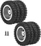 2pcs RC Car Rear Tires, Durable 52mm Aluminum Alloy Rear Tire RC Upgrade Parts for WPL D12 1/10 RC Truck, RC Wheels RC Accessories (009)(Silver)...