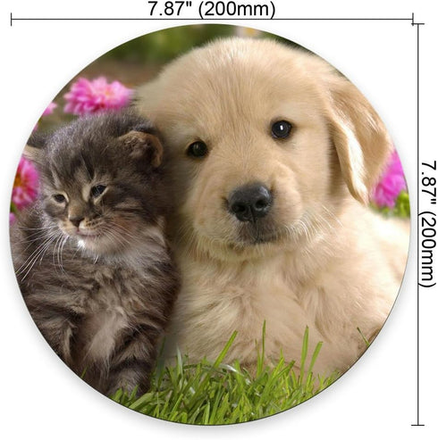 Gaming Round Mouse Pad Custom,Animals Cat Kitten Dog Golden Retriever Puppy Mouse Pad...