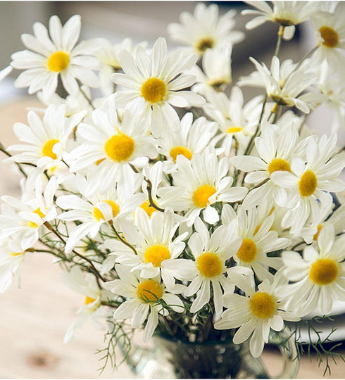 10pcs Artificial Daisy Flowers Flower Arrangements for Home Hotel Office Wedding Party Garden Craft Art Decor Each Approx 21" High No Vase White...
