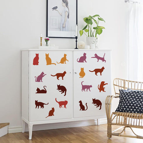 FINGERINSPIRE Cat Drawing Stencil 11.8x11.8inch Reusable Cat Painting Template DIY Craft Cute Cat Pattern Stencil Animal Cat Stencil for Painting ...