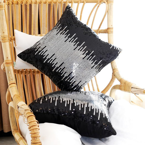 Eternal Beauty Sequin Pillow Covers, Glitter Decorative Pillowcase for Home Decor Throw Cushion Couch Sofa Bed Living Room, 18x18 inches, Black+Si...
