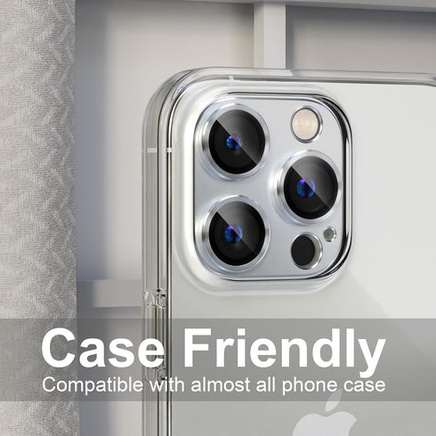 beuxece for iPhone 15 Pro/iPhone 15 Pro Max Camera Lens Protector, Metal Camera Screen Protector Cover Accessories, Case Friendly, HD Tempered Gla...