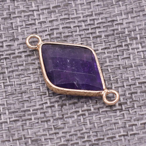 6PCS Natural Stone Pendant Charms,Quadrilateral Shape Random Color Mix Stone Connector Necklace Links Pendants Healing Crystal Quartz Chakra Reiki...