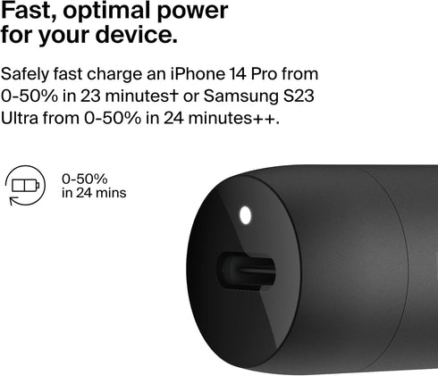 Belkin Boost?Charge™ 30W Fast Car Charger, Compact Design w/USB-C Power Delivery Port, 4-Port USB Power Extender, Universal Compatibility for iPho...