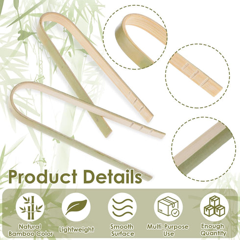 20 Pcs Bamboo Tongs Disposable Cooking Utensils Mini Wooden Tongs Natural Toast Tongs 4 Inch Cooking Tongs Bamboo Cooking Utensils for Bread Cooki...