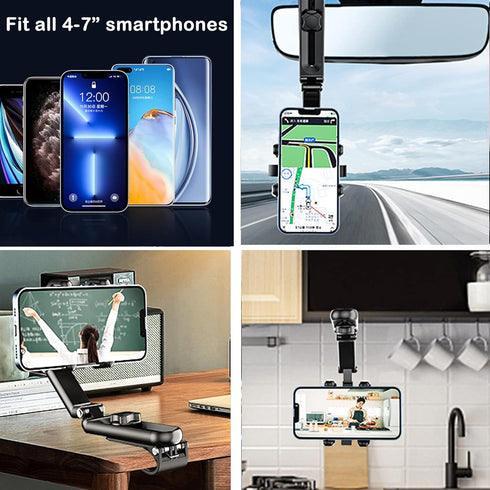 DOUBFIVSY 360 Rotatable Car Sun Visor Phone Holder, Compatible with iPhone 13 Pro Max/13 Pro/13/12 Pro Max/12 Pro/12, Galaxy z fold 3/ S21/S22, St...